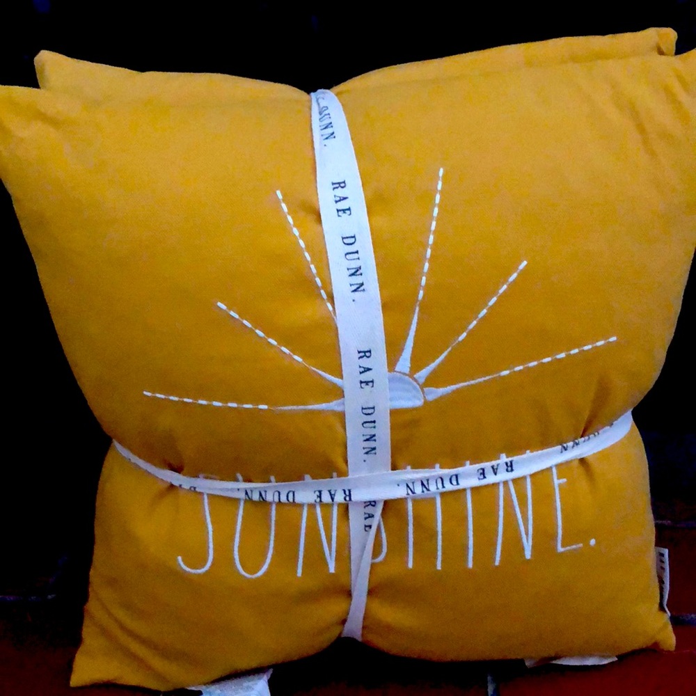 Set of 2 brand new mustard yellow pillows